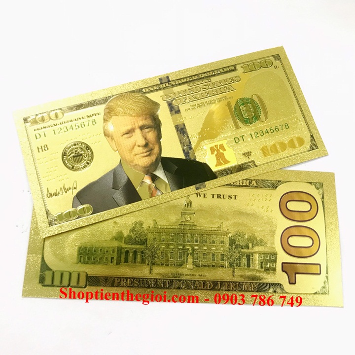 Tiền 100 USD hình Tổng Thống Trump mạ vàng - SP005230 